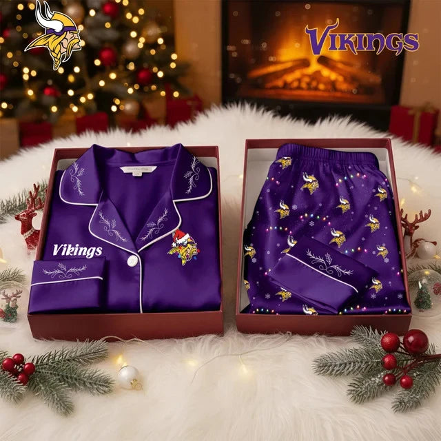 [TOUCHDOWN DEAL] NEW CUSTOMIZED NFL05 MVK MINNESOTA VIKINGS LONG-SLEEVE PAJAMA SET
