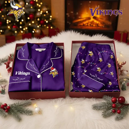 [TOUCHDOWN DEAL] NEW CUSTOMIZED NFL05 MVK MINNESOTA VIKINGS LONG-SLEEVE PAJAMA SET
