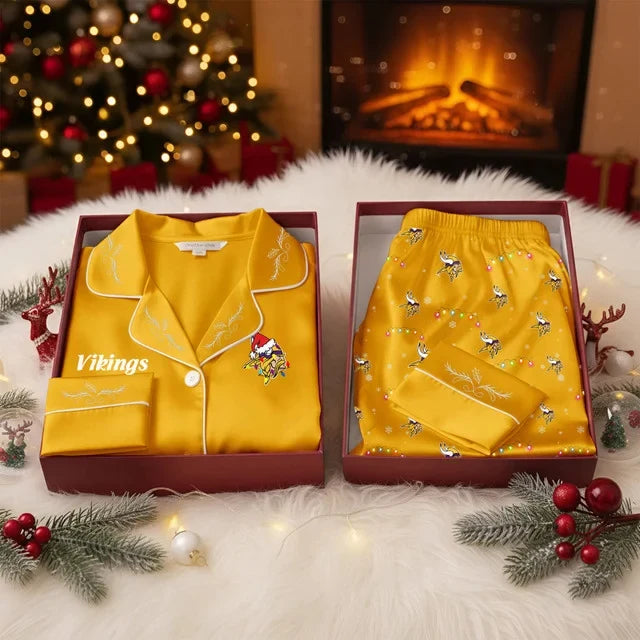 [TOUCHDOWN DEAL] NEW CUSTOMIZED NFL05 MVK MINNESOTA VIKINGS LONG-SLEEVE PAJAMA SET