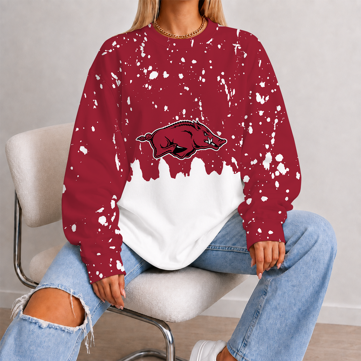 [SLAM DUNK DEAL] NEW CUSTOMIZED NCAA MAM06 AKR ARKANSAS RAZORBACKS STRAPPY UNISEX SWEATSHIRT