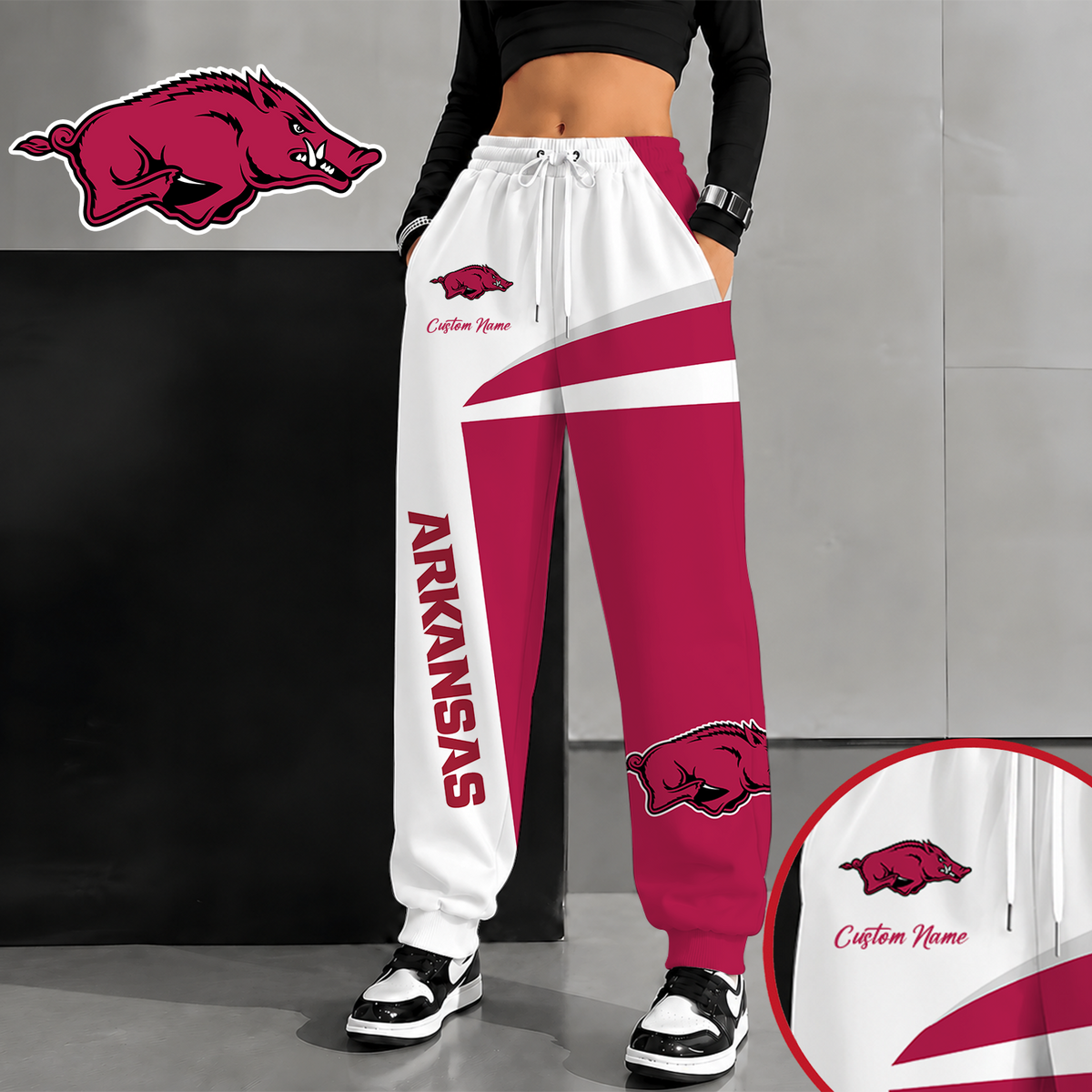 [SLAM DUNK DEAL] NEW CUSTOMIZED NCAA MAM06 AKR ARKANSAS RAZORBACKS SWEATPANTS