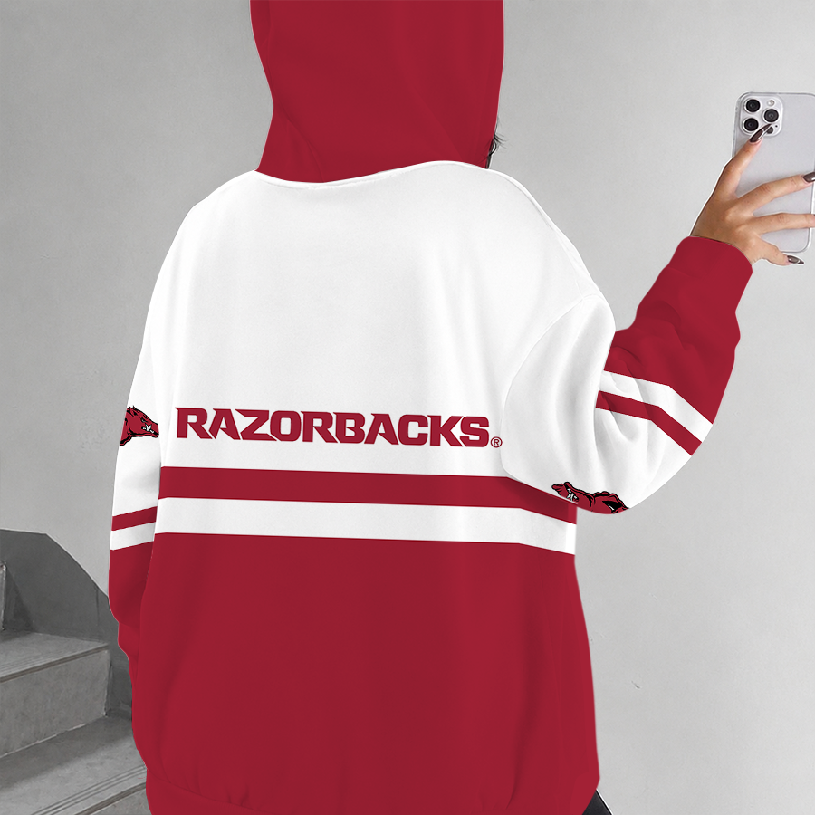 [FAN FAVORITE] NEW CUSTOMIZED NCAA MAM06 AKR ARKANSAS RAZORBACKS STRAPPY ZIP HOODIE