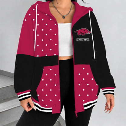 [SLAM DUNK DEAL] NEW CUSTOMIZED NCAA MAM06 AKR ARKANSAS RAZORBACKS STRAPPY ZIP HOODIE