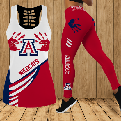 [HOMERUN DEAL] NEW CUSTOMIZED NCAA CWS06 ARW ARIZONA WILDCATS HOLLOW TANK TOP & LEGGINGS SET