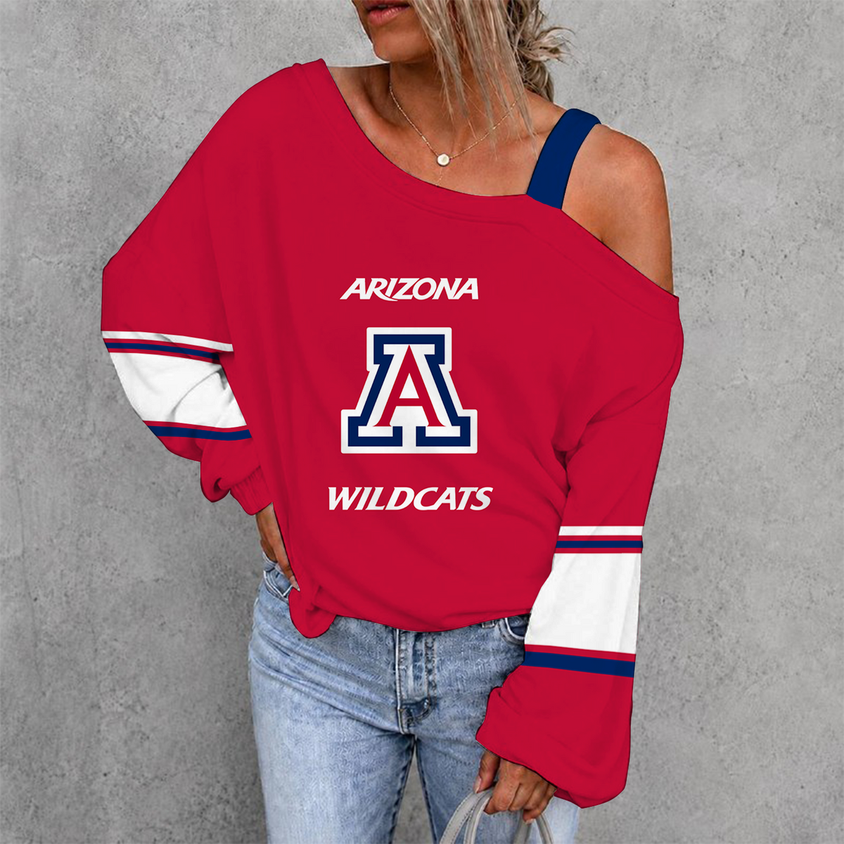 [HOMERUN DEAL] NEW CUSTOMIZED NCAA CWS06 ARW ARIZONA WILDCATS WOMEN'S OFF-SHOULDER LONG SLEEVE SHIRT