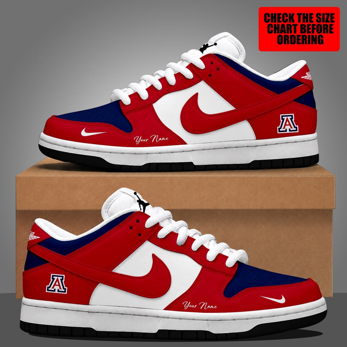 [HOMERUN DEAL] NEW CUSTOMIZED NCAA CWS06 ARW ARIZONA WILDCATS DUNK LOW SHOES