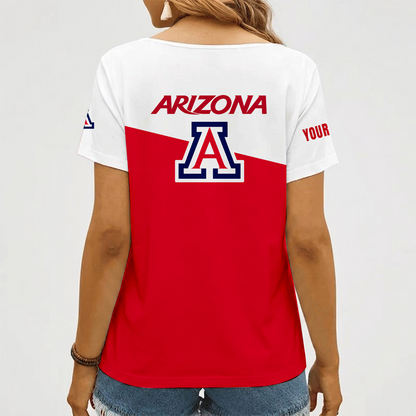 [FAN FAVORITE] NEW CUSTOMIZED NCAA CWS06 ARW ARIZONA WILDCATS V-NECK FEMALE SHIRT