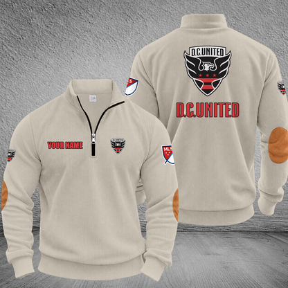 [GOAL DEAL] NEW CUSTOMIZED MLS06 DCU D.C. UNITED MULTICOLOR STRIPED QUATER ZIP SWEATSHIRT