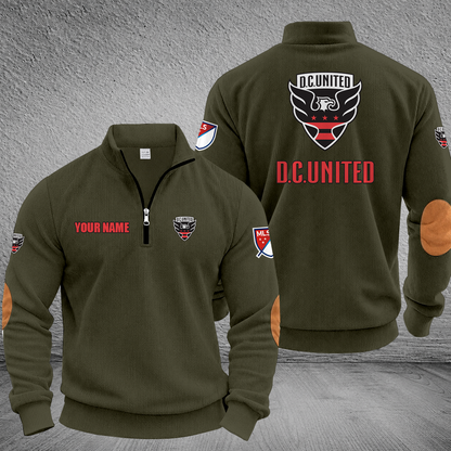 [GOAL DEAL] NEW CUSTOMIZED MLS06 DCU D.C. UNITED MULTICOLOR STRIPED QUATER ZIP SWEATSHIRT