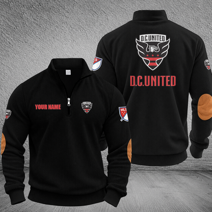 [GOAL DEAL] NEW CUSTOMIZED MLS06 DCU D.C. UNITED MULTICOLOR STRIPED QUATER ZIP SWEATSHIRT
