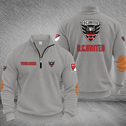 [GOAL DEAL] NEW CUSTOMIZED MLS06 DCU D.C. UNITED MULTICOLOR STRIPED QUATER ZIP SWEATSHIRT