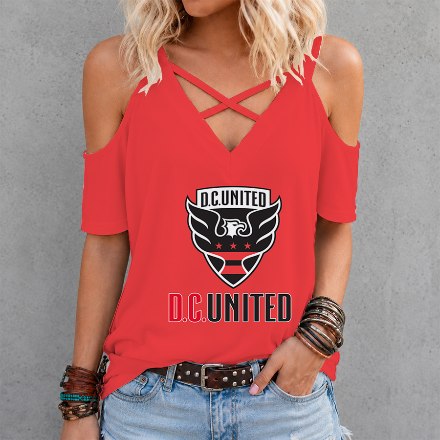 [GOAL DEAL] NEW CUSTOMIZED MLS06 DCU D.C. UNITED CRISS CROSS V-NECK TOP