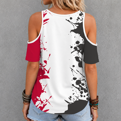 [TOUCHDOWN DEAL]NEW CUSTOMIZED NCAA FBS06 GEB GEORGIA BULLDOGS CRISS CROSS V-NECK TOP