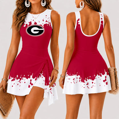 [TOUCHDOWN DEAL] NEW CUSTOMIZED NCAA FBS06 GEB GEORGIA BULLDOGS WOMEN'S SUMMER SKORT DRESS