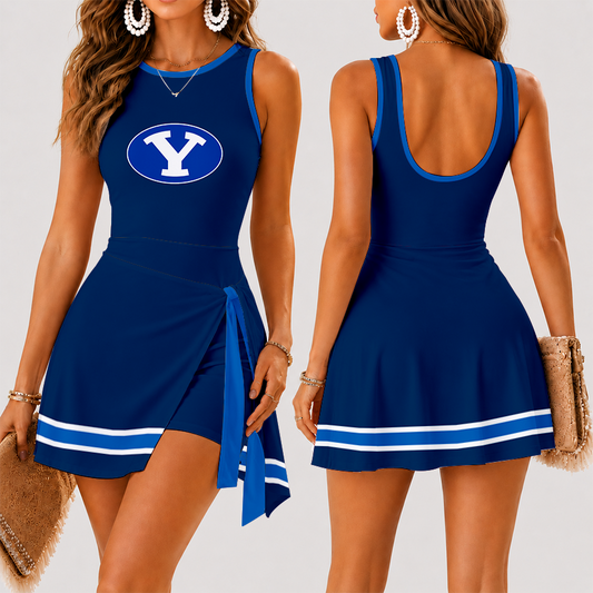 [TOUCHDOWN DEAL] NEW CUSTOMIZED NCAA FBS11 BYU BYU COUGARS WOMEN'S SUMMER SKORT DRESS