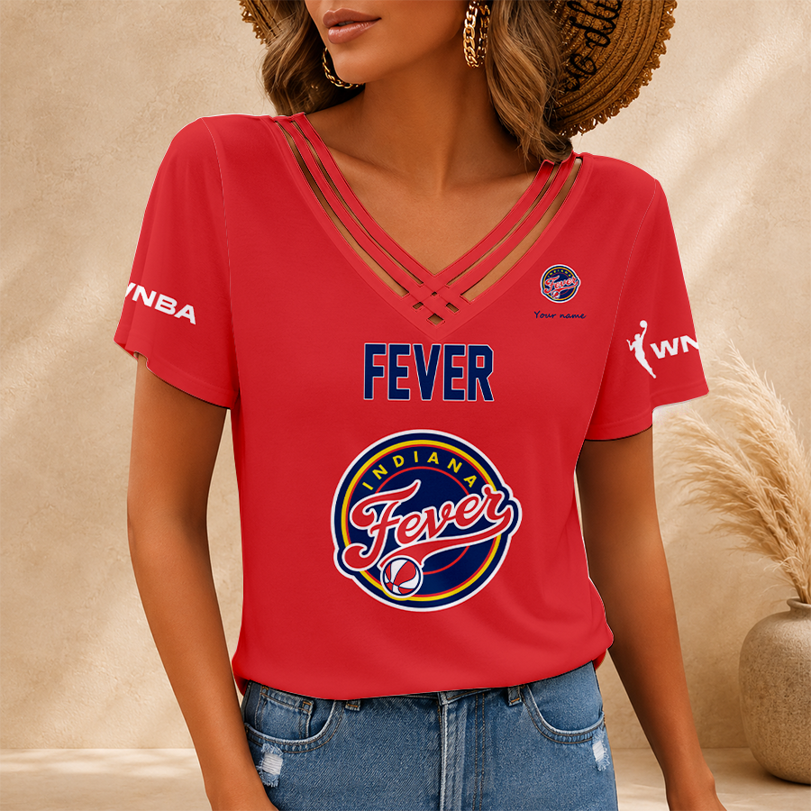 [HOOPS SPECIAL] NEW CUSTOMIZED WNBA06 IDF INDIANA FEVER V-NECK SHIRT