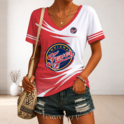 [FAN FAVORITE] NEW CUSTOMIZED WNBA06 IDF INDIANA FEVER V-NECK FEMALE SHIRT