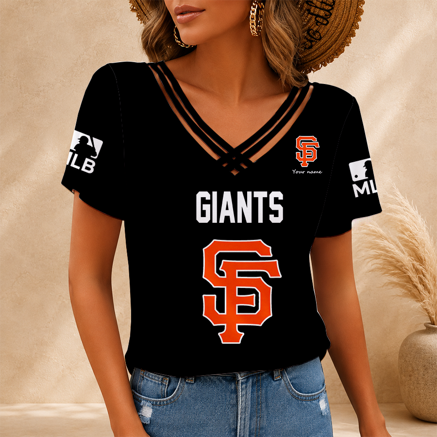 [HOMERUN DEAL] NEW CUSTOMIZED MLB06 SFG SAN FRANCISCO GIANTS V-NECK SHIRT