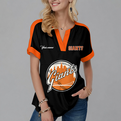 [HOMERUN DEAL] NEW CUSTOMIZED MLB06 SFG SAN FRANCISCO GIANTS V-NECK FEMALE SHIRT