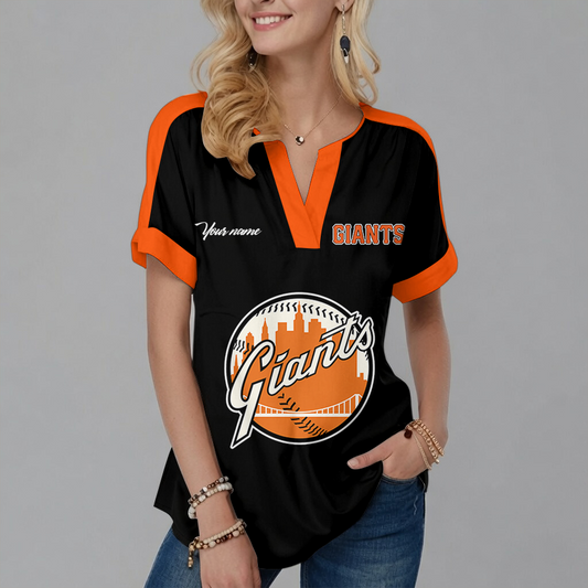 [HOMERUN DEAL] NEW CUSTOMIZED MLB06 SFG SAN FRANCISCO GIANTS V-NECK FEMALE SHIRT