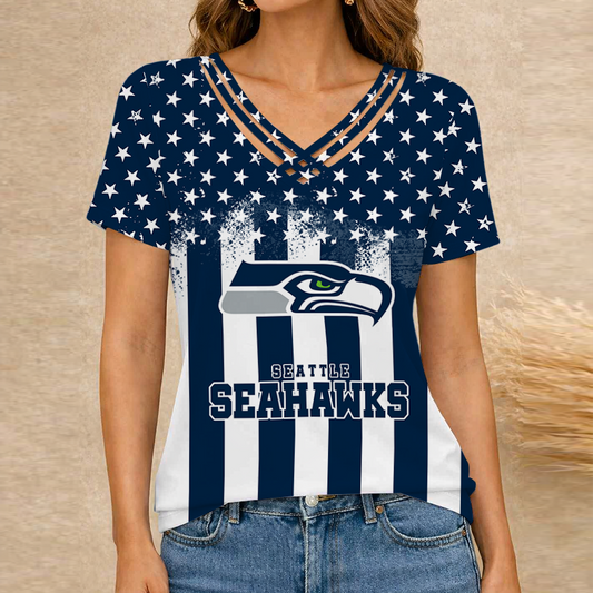 [TOUCHDOWN DEAL] NEW CUSTOMIZED NFL06 SSH SEATTLE SEAHAWKS V-NECK SHIRT
