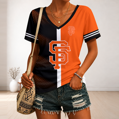 [HOMERUN DEAL] NEW CUSTOMIZED MLB06 SFG SAN FRANCISCO GIANTS V-NECK FEMALE SHIRT