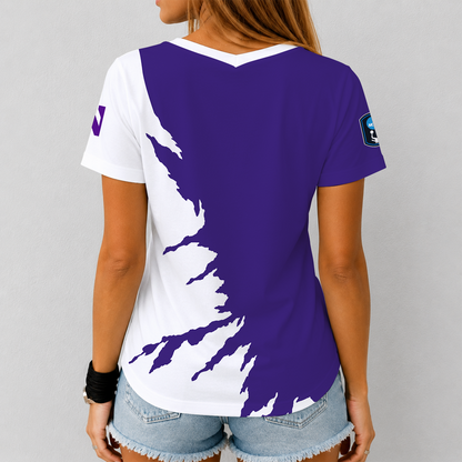 [HOOPS SPECIAL] NEW CUSTOMIZED NCAA CFH06 NOW NORTHWESTERN WILDCATS V-NECK FEMALE SHIRT