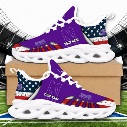[HOOPS SPECIAL] NEW CUSTOMIZED NCAA CFH06 NOW NORTHWESTERN WILDCATS UNISEX CLUNKY SNEAKERS