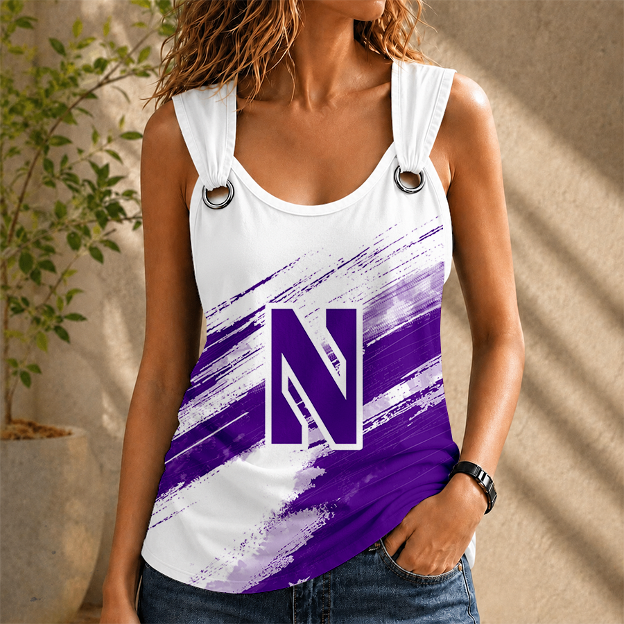 [HOOPS SPECIAL] NEW CUSTOMIZED NCAA CFH06 NOW NORTHWESTERN WILDCATS O-RING SHOULDER TANK TOP