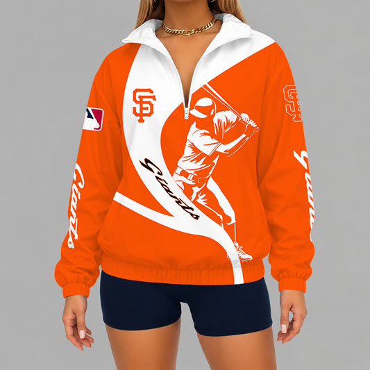 [HOMERUN DEAL] NEW CUSTOMIZED MLB06 SFG SAN FRANCISCO GIANTS V-NECK ZIPPER SWEATSHIRT JACKET