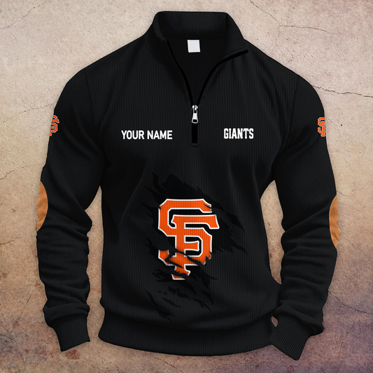 [HOMERUN DEAL] NEW CUSTOMIZED MLB06 SFG SAN FRANCISCO GIANTS MULTICOLOR STRIPED QUATER ZIP SWEATSHIRT