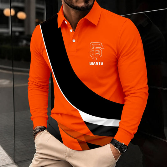 [HOMERUN DEAL] NEW CUSTOMIZED MLB06 SFG SAN FRANCISCO GIANTS MEN'S LONG SLEEVE POLO