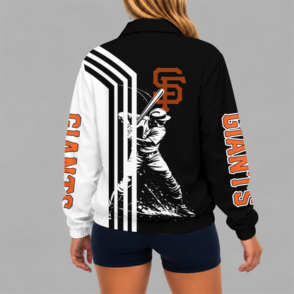 [HOMERUN DEAL] NEW CUSTOMIZED MLB06 SFG SAN FRANCISCO GIANTS V-NECK ZIPPER SWEATSHIRT JACKET
