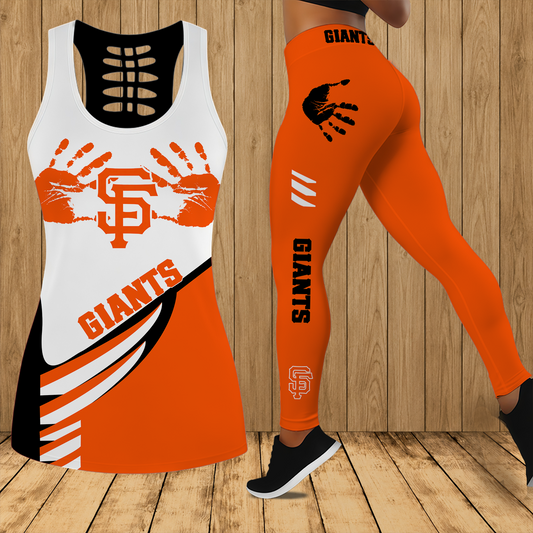 [HOMERUN DEAL] NEW CUSTOMIZED MLB06 SFG SAN FRANCISCO GIANTS HOLLOW TANK TOP & LEGGINGS SET