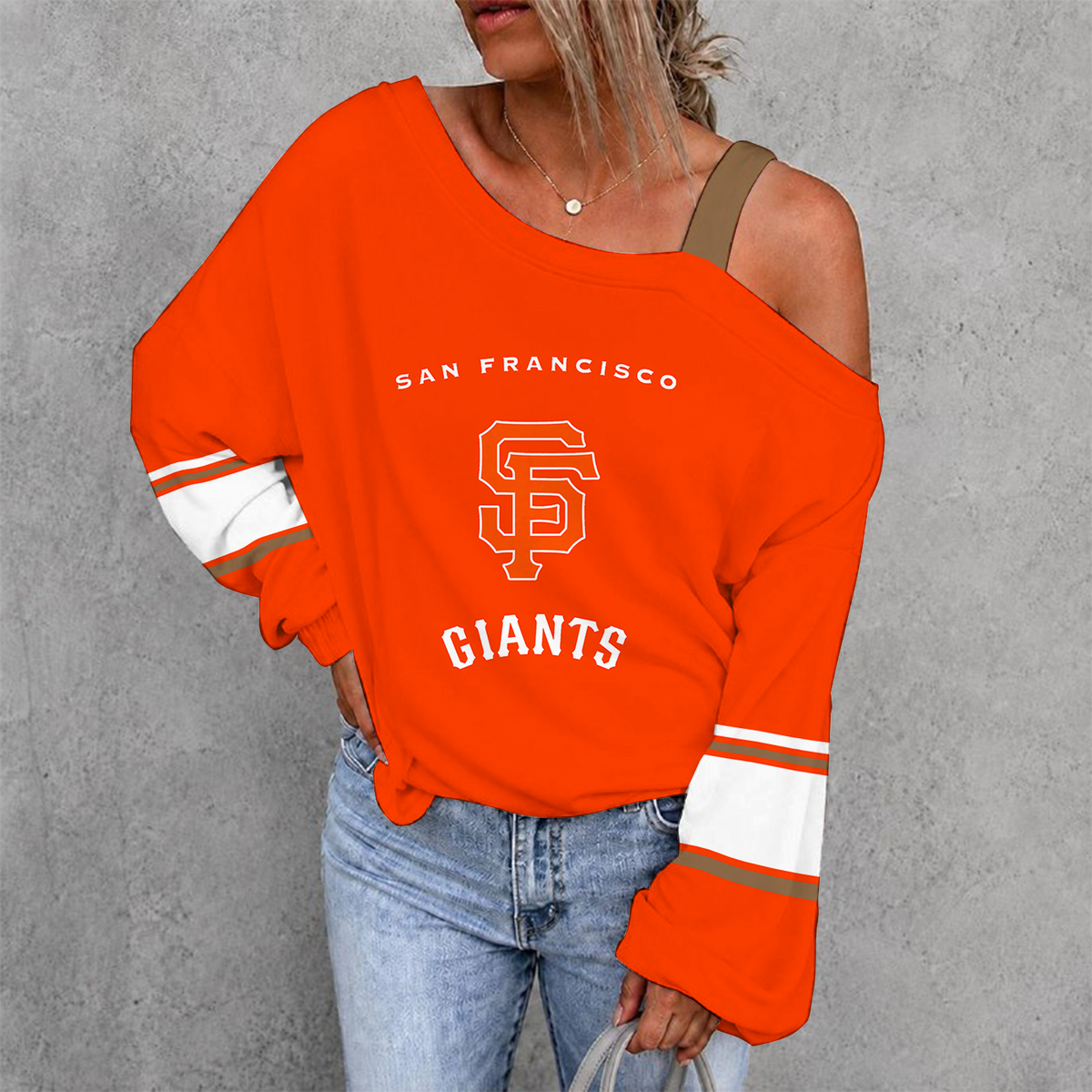 [HOMERUN DEAL] NEW CUSTOMIZED MLB06 SFG SAN FRANCISCO GIANTS WOMEN'S OFF-SHOULDER LONG SLEEVE SHIRT