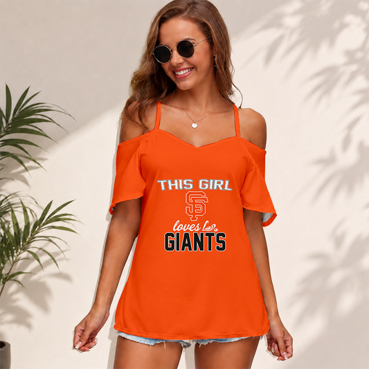 [HOMERUN DEAL] NEW CUSTOMIZED MLB06 SFG SAN FRANCISCO GIANTS WOMEN'S STRAPPY OFF-SHOULDER TOP