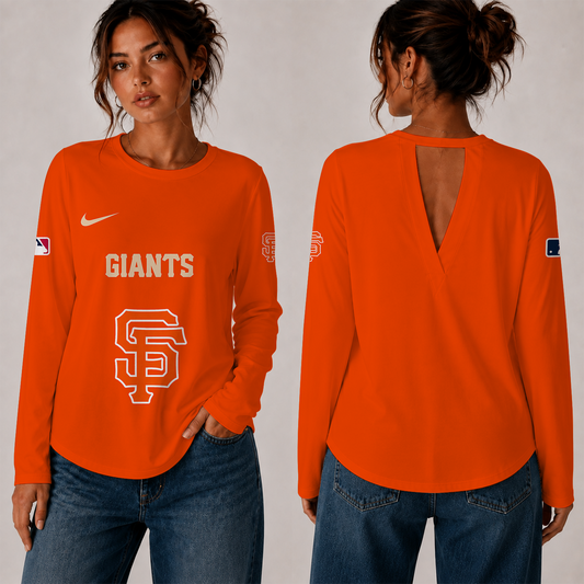[HOMERUN DEAL] NEW CUSTOMIZED MLB06 SFG THE GIANTS WOMEN'S BACK V-CUT LONG-SLEEVE SHIRT