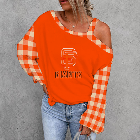 [HOMERUN DEAL] NEW CUSTOMIZED MLB06 SFG SAN FRANCISCO GIANTS WOMEN'S OFF-SHOULDER LONG SLEEVE SHIRT