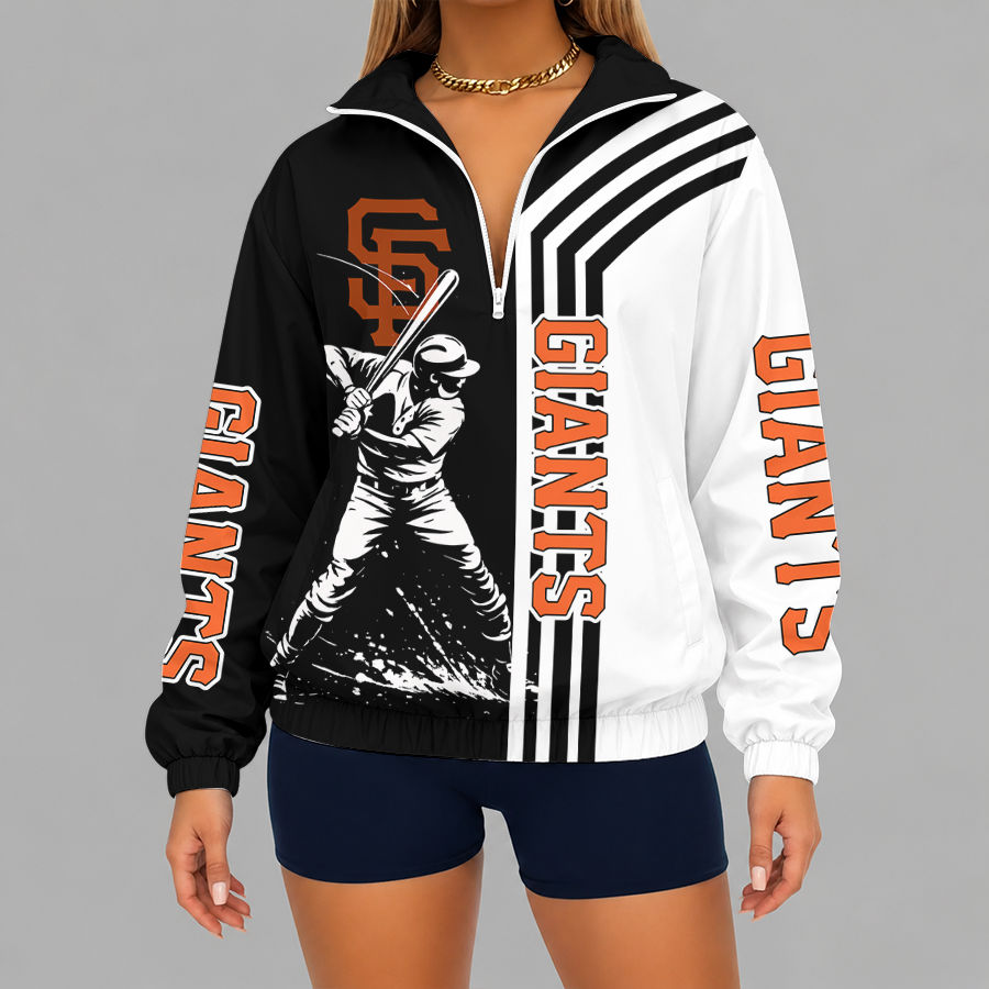[HOMERUN DEAL] NEW CUSTOMIZED MLB06 SFG SAN FRANCISCO GIANTS V-NECK ZIPPER SWEATSHIRT JACKET