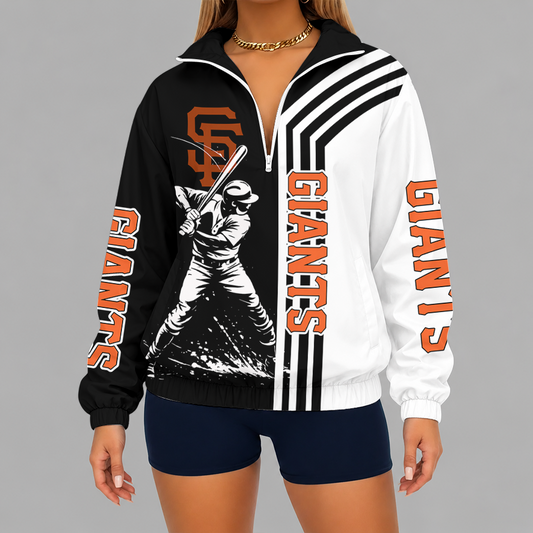 [HOMERUN DEAL] NEW CUSTOMIZED MLB06 SFG SAN FRANCISCO GIANTS V-NECK ZIPPER SWEATSHIRT JACKET