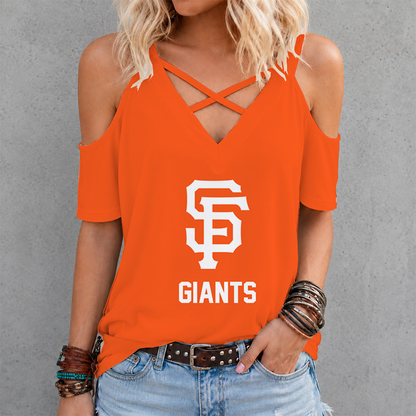 [HOMERUN DEAL] NEW CUSTOMIZED MLB06 SFG SAN FRANCISCO GIANTS CRISS CROSS V-NECK TOP