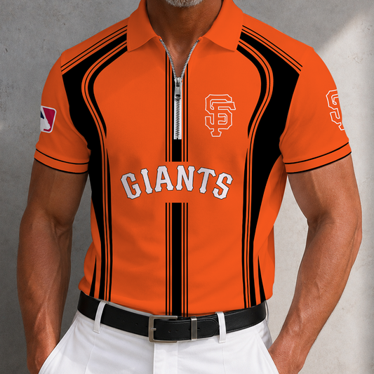 [HOMERUN DEAL] NEW CUSTOMIZED MLB06 SFG SAN FRANCISCO GIANTS ZIP POLO SHIRT