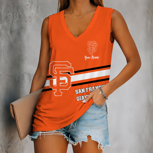 [HOMERUN DEAL] NEW CUSTOMIZED MLB06 SFG SAN FRANCISCO GIANTS WOMEN'S V-NECK TANK TOP