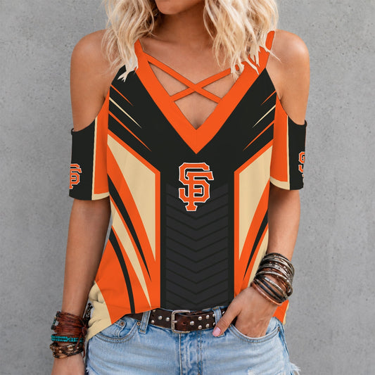 [HOMERUN DEAL] NEW CUSTOMIZED MLB06 SFG SAN FRANCISCO GIANTS CRISS CROSS V-NECK TOP