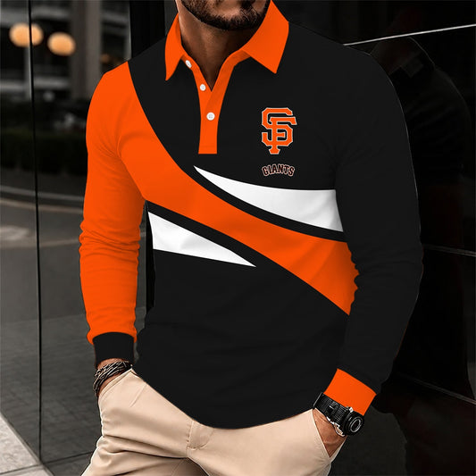 [HOMERUN DEAL] NEW CUSTOMIZED MLB06 SFG SAN FRANCISCO GIANTS MEN'S LONG SLEEVE POLO