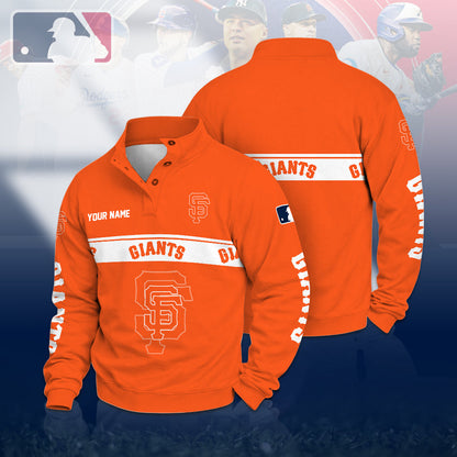 [HOMERUN DEAL] NEW CUSTOMIZED MLB06 SFG SAN FRANCISCO GIANTS QUARTER-BUTTON SWEATSHIRT