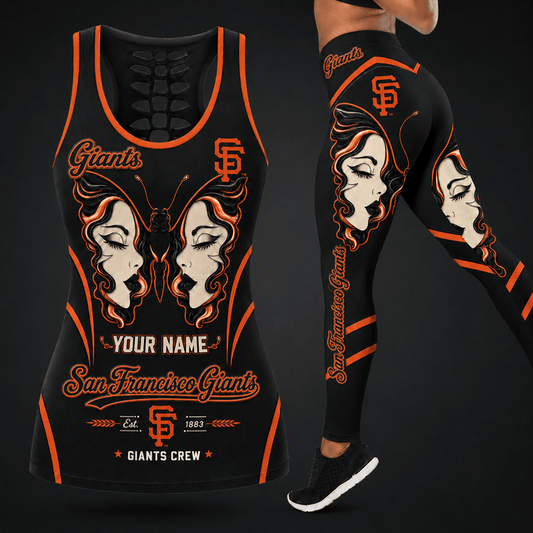 [HOMERUN DEAL] NEW CUSTOMIZED MLB06 SFG SAN FRANCISCO GIANTS HOLLOW TANK TOP & LEGGINGS SET