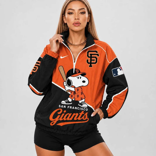 [HOMERUN DEAL] NEW CUSTOMIZED MLB06 SFG SAN FRANCISCO GIANTS V-NECK ZIPPER SWEATSHIRT JACKET