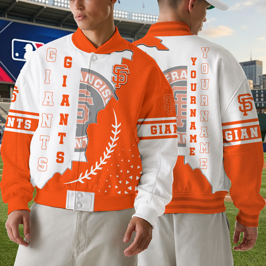 [HOMERUN DEAL] NEW CUSTOMIZED MLB06 SFG SAN FRANCISCO GIANTS SATIN VARSITY & BASEBALL JACKET