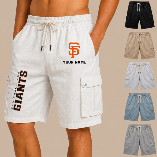 [HOMERUN DEAL] NEW CUSTOMIZED MLB06 SFG SAN FRANCISCO GIANTS MEN'S DRAWSTRING CARGO SHORTS